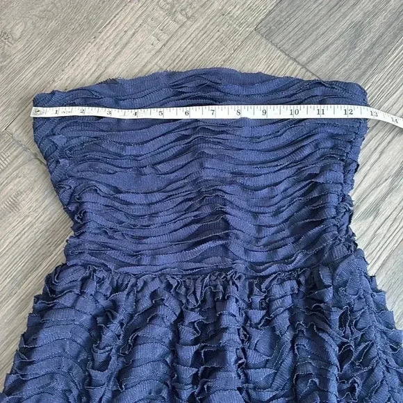 🔥Zara🔥 | Navy blue ruffled strapless  dress - Picture 6 of 11